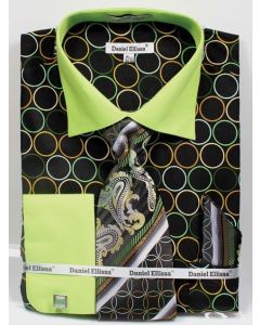 Daniel Ellissa Men's Outlet French Cuff Dress Shirt Set - Printed Circles