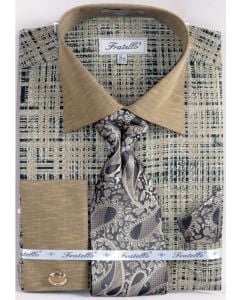 Black/Mustard Shirt and Tie Set French Cuff Shirt