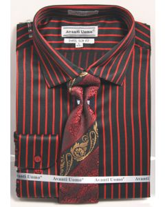 Avanti Uomo Men's Slim Fit Dress Shirt Set - Bold Stripe