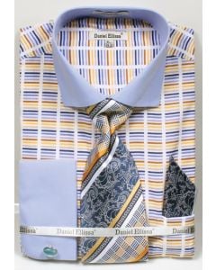 Daniel Ellissa Men's Outlet French Cuff Dress Shirt Set - Multicolor Stripe