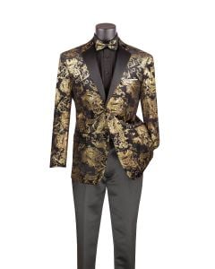 Vinci Men's 2 Button Sport Coat  - Floral Jacquard