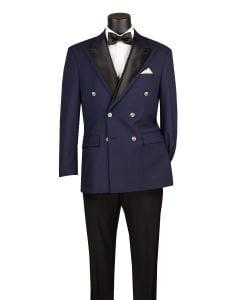Navy Blazer Double Breasted Sport Coat Peak Lapel