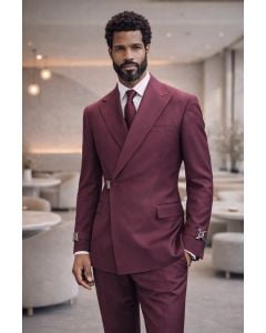 Burgundy Suit Double Breasted Suit Jacket Suits for Men