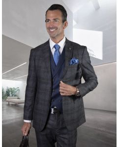Statement Men's 100% Wool 3 Piece Suit - Fashion Plaid