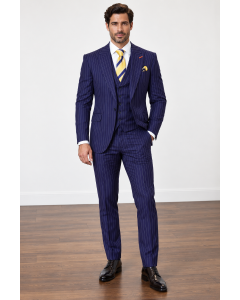 Navy Pinstripe Suit 3 Piece Suit Suits for Gents