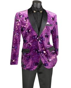 Vinci Men's Outlet 2 Button Sport Coat - Detailed Floral Design