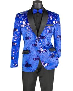 Vinci Men's 2 Button Sport Coat - Detailed Floral Design