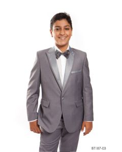 Tazio Boy's 2 Piece Tuxedo - Satin Lapel with Fabric Trim