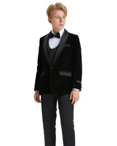 Tazio Boy's Outlet 5 Piece Suit with Shirt & Tie - Velvet Suit