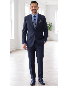 Navy Inexpensive Suit 2 Piece Suit Notch Lapel