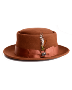 Steven Land Men's 100% Wool Pork Pie Hat - Tone on Tone