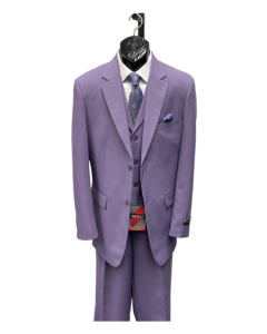 Zacchi Men's 3 Piece Poplin Outlet Suit - Solid Color Side Vents