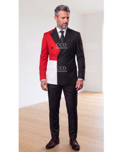 Black Double Breasted Suit Men's Wool Suits Peak Lapel