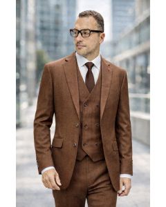 Copper Three Piece Mens Suits Double Breasted Vest