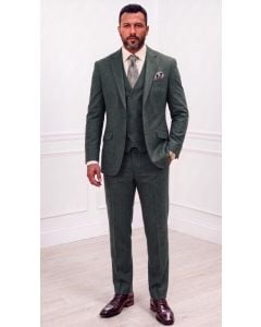 Hunter Green Three Piece Mens Suits Double Breasted Vest