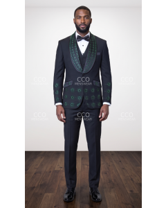 Black/Green Tuxedo Shawl Lapel