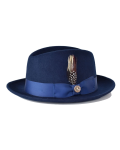 navy White Wool Hat Fedora Hats 