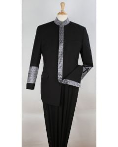 Apollo King Men's 2pc Nehru Style Suit - Pastor Suit