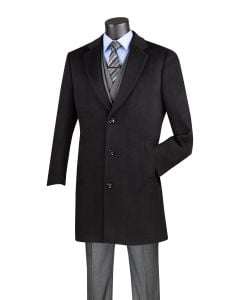 Vinci Men's 3/4 Length Top Coat - Cashmere Blend