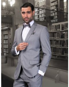 Statement Men's 3 Piece Ultra Slim Fit Wool Suit - Solid Colors