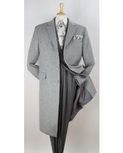 Apollo King Men's Outlet 100% Wool Full Length Length Top Coat - Hidden Button