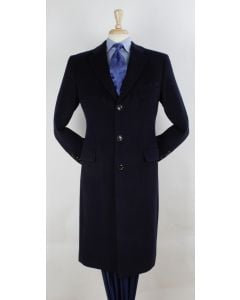 Veno Giovanni Men's 100% Wool Full Length Top Coat - 3 Button Coat