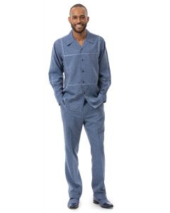 Montique Men's 2 Piece Long Sleeve Walking Suit - Tone on Tone Windowpane