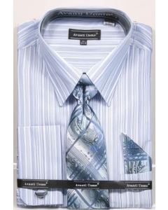 Avanti Uomo Men's French Cuff Dress Shirt Set - Gradient Stripes
