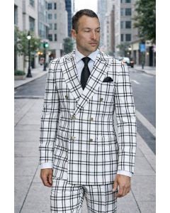 White Suit Mens Double Breasted Suits