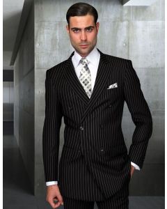 Statement Men's Outlet 2 Piece 100% Wool Fashion Suit - Bold Pinstripe