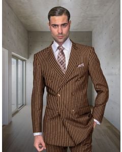 Statement Men's Outlet 2 Piece 100% Wool Fashion Suit - Bold Pinstripe
