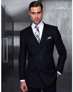 Statement Men's 2 Piece 100% Wool Fashion Suit - Bold Pinstripe