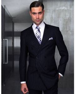 Statement Men's Outlet 2 Piece 100% Wool Fashion Suit - Bold Pinstripe
