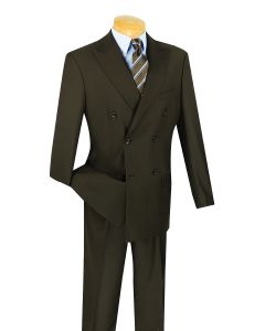 Vinci Men's 2 Piece Poplin Double Breasted Outlet Solid Suit