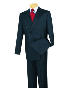 Vinci Men's 2 Piece Poplin Double Breasted Outlet Solid Suit