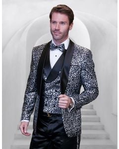 Statement Men's 3 Piece Modern Fit Tuxedo - Swirl Pattern