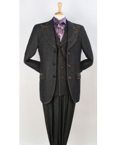 Royal Diamond Men's Outlet 3pc Fashion Suit - 100% Cotton Denim