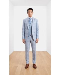 Statement Men's Outlet 3 Piece 100% Wool Tailored Fit Suit - Classic Windowpane