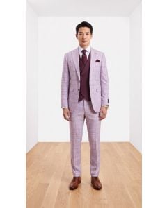Mauve Mens Suits Plaid Suit for Guys Suit Jacket with Peak Lapel