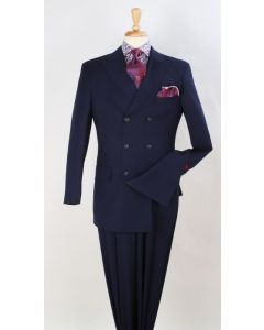 Apollo King Men's 2pc Double Breasted Outlet Suit - Wide Peak Lapel