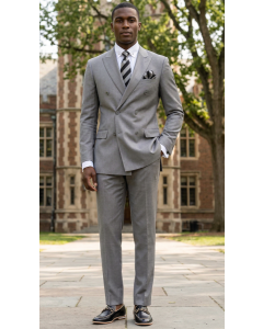Light Grey Men's Suit Double Breasted Suit