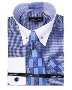 Avanti Uomo Men's Outlet French Cuff Dress Shirt Set - Triple Tone Print