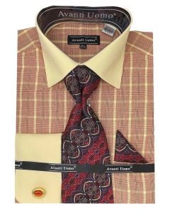 Red Men Shirts Windowpane Plaid Fabric