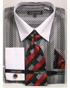 Avanti Uomo Men's French Cuff Shirt Set - Varied Stripe Patterns
