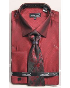 Avanti Uomo Men's French Cuff Shirt Set - Metallic Look