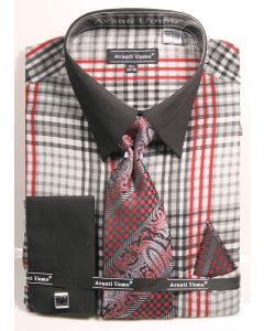 Avanti Uomo Men's French Cuff Shirt Set - Burberry Check