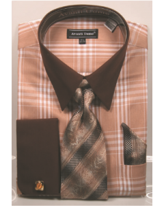 Avanti Uomo Men's French Cuff Shirt Set - Unique Windowpane