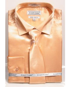Avanti Uomo Men's Slim Fit Dress Shirt Set - Soft Satin