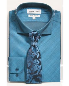 Avanti Uomo Men's Slim Fit Dress Shirt Set - Metallic Look