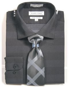 Avanti Uomo Men's Slim Fit Dress Shirt Set - Mini Dot